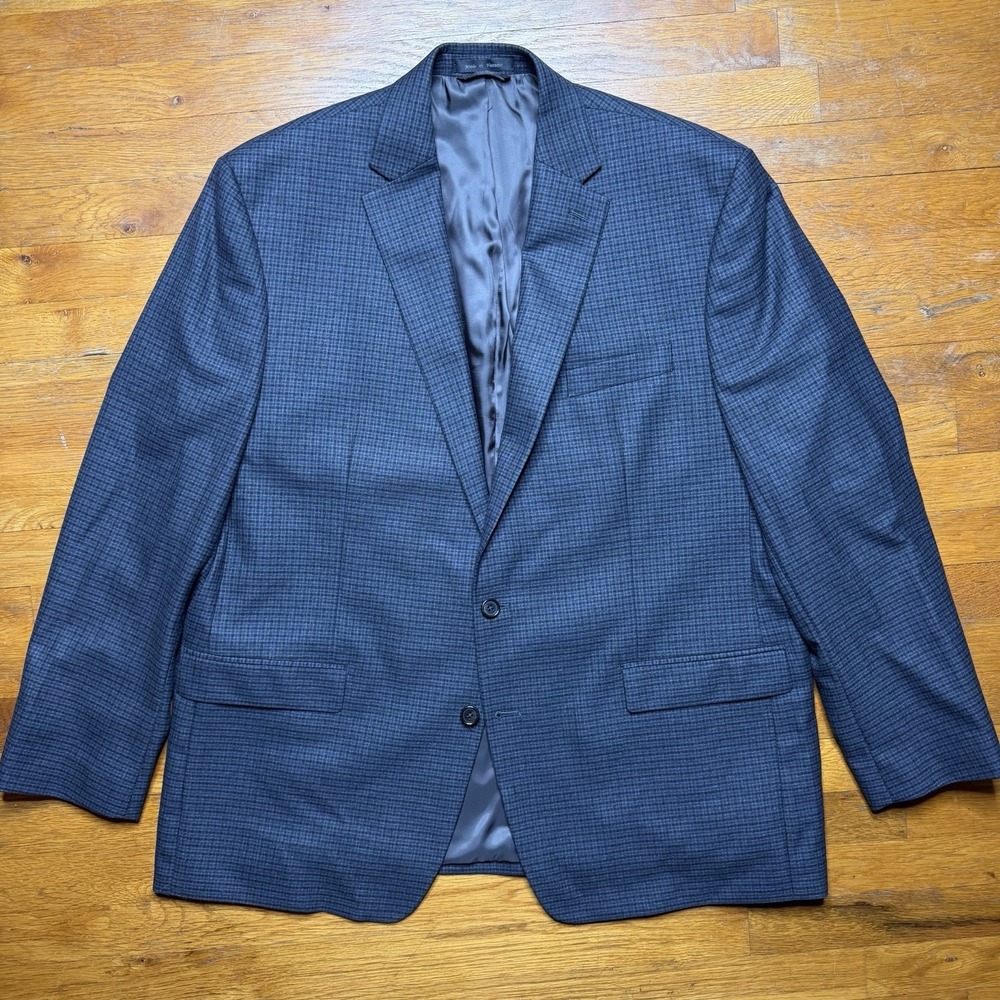 Ralph Lauren Blazer Men 48L Performance Blend Blue Glen Plaid Houndstooth Check